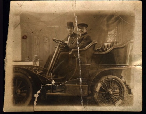 Two men in car. Circa 1920? chs-001348